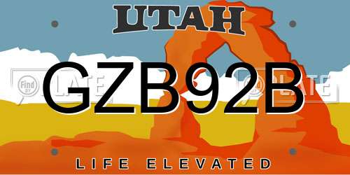 GZB92B Utah License Plate