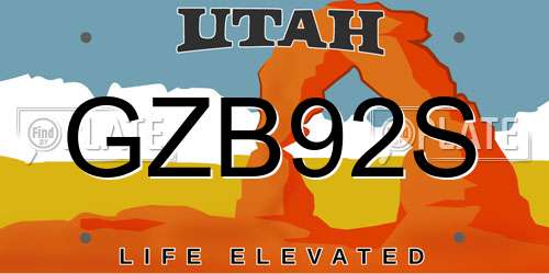 GZB92S Utah License Plate