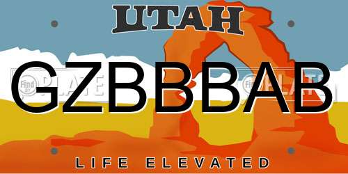 GZBBBAB Utah License Plate