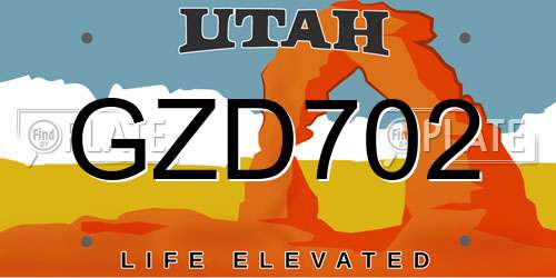 GZD702 Utah License Plate