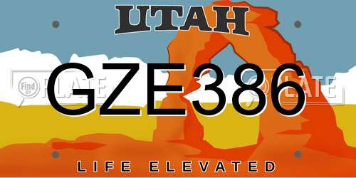 GZE386 Utah License Plate
