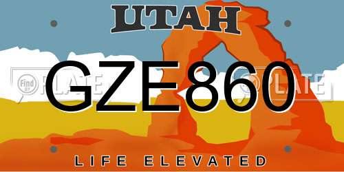 GZE860 Utah License Plate