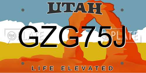 GZG75J Utah License Plate