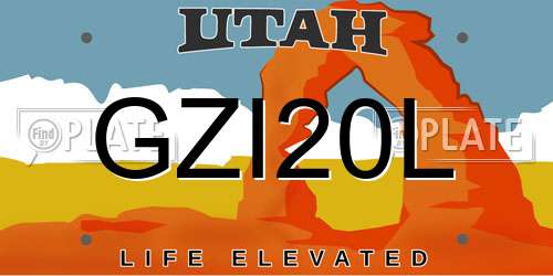 GZI20L Utah License Plate