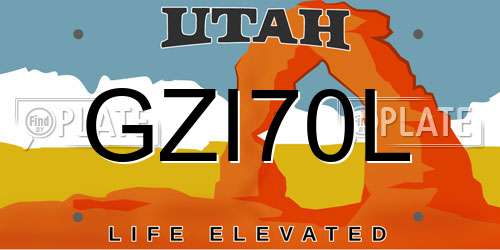 GZI70L Utah License Plate
