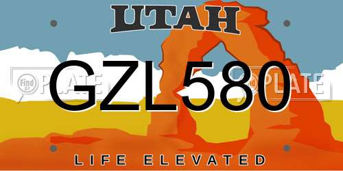 GZL580 Utah License Plate