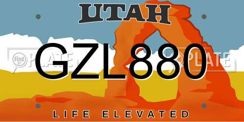 GZL880 Utah License Plate