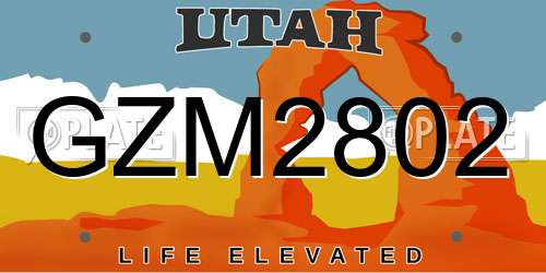 GZM2802 Utah License Plate