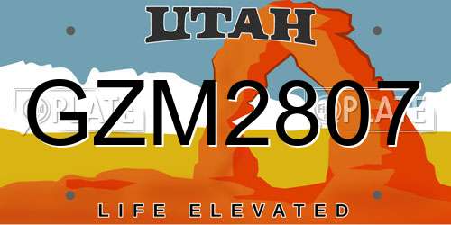 GZM2807 Utah License Plate