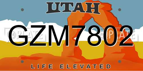 GZM7802 Utah License Plate
