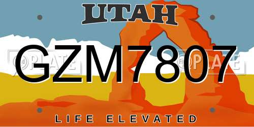 GZM7807 Utah License Plate