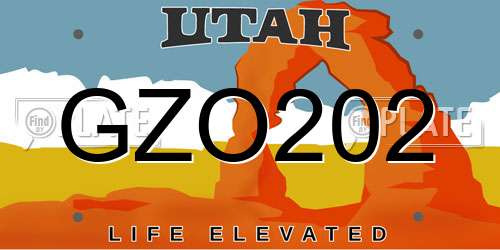 GZO202 Utah License Plate