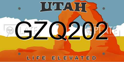 GZQ202 Utah License Plate