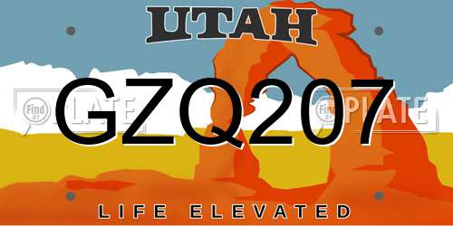 GZQ207 Utah License Plate