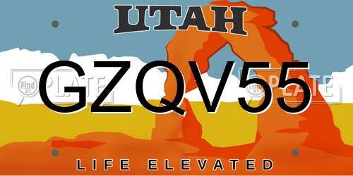 GZQV55 Utah License Plate