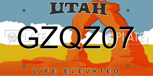 GZQZ07 Utah License Plate