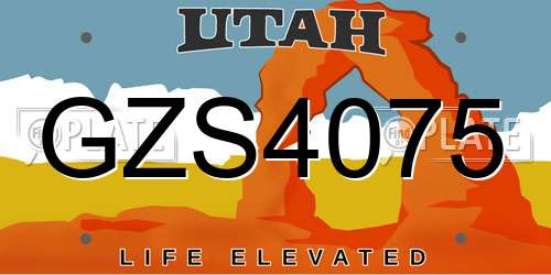 GZS4075 Utah License Plate