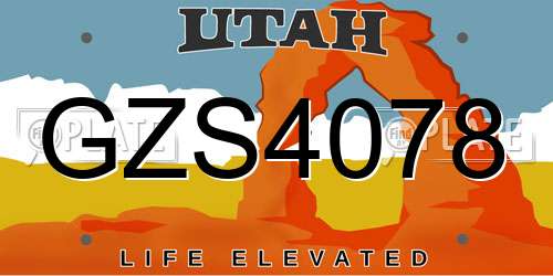 GZS4078 Utah License Plate