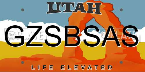 GZSBSAS Utah License Plate