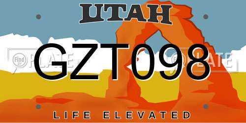 GZT098 Utah License Plate