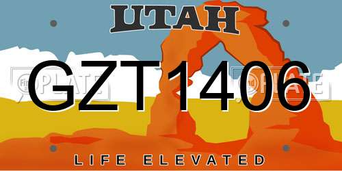 GZT1406 Utah License Plate