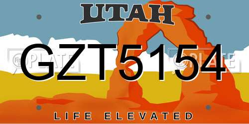 GZT5154 Utah License Plate