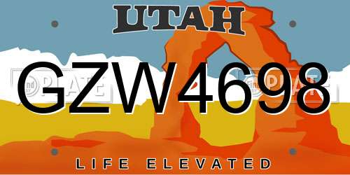 GZW4698 Utah License Plate