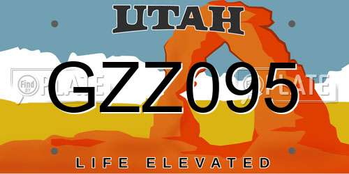 GZZ095 Utah License Plate