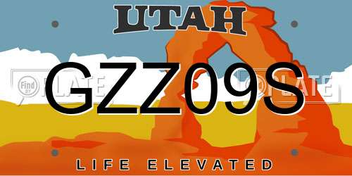 GZZ09S Utah License Plate