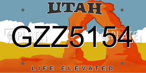 GZZ5154 Utah License Plate