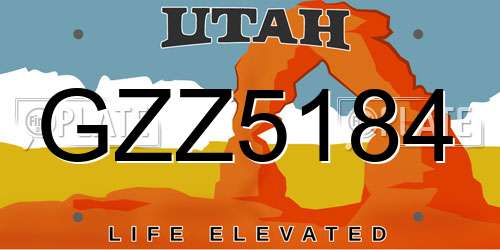 GZZ5184 Utah License Plate
