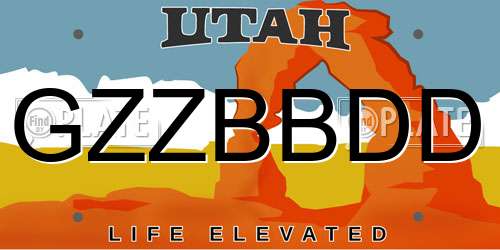 GZZBBDD Utah License Plate