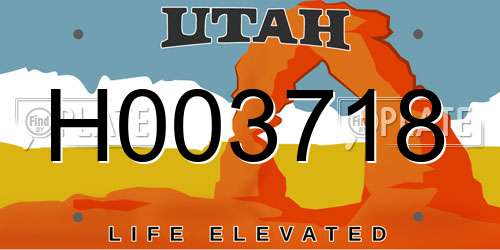 H003718 Utah License Plate