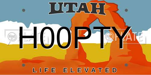 H00PTY Utah License Plate
