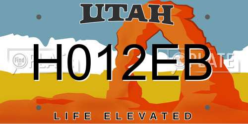 H012EB Utah License Plate