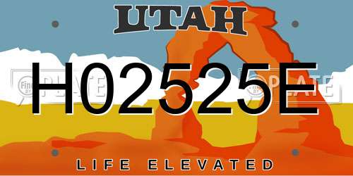 H02525E Utah License Plate