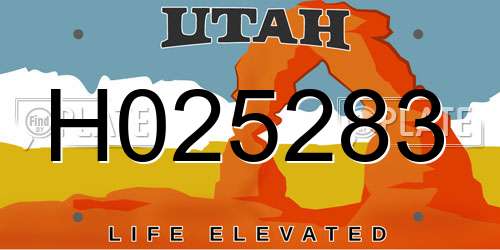 H025283 Utah License Plate