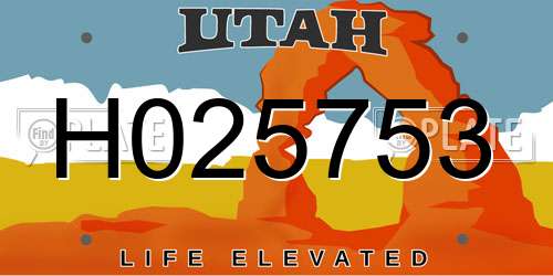 H025753 Utah License Plate