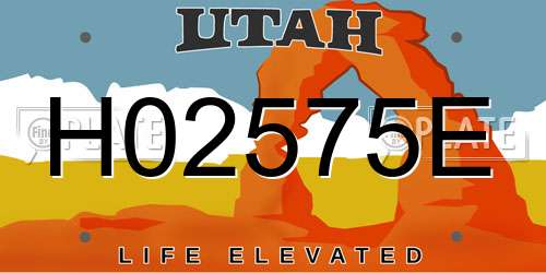 H02575E Utah License Plate