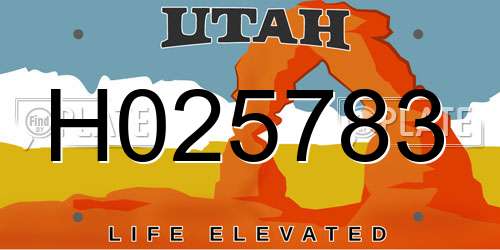H025783 Utah License Plate