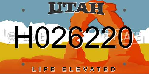 H026220 Utah License Plate
