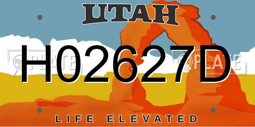 H02627D Utah License Plate