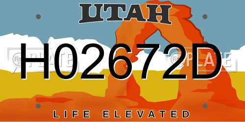 H02672D Utah License Plate