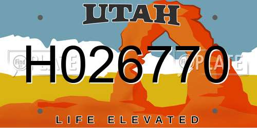 H026770 Utah License Plate