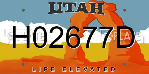 H02677D Utah License Plate