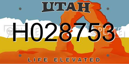 H028753 Utah License Plate