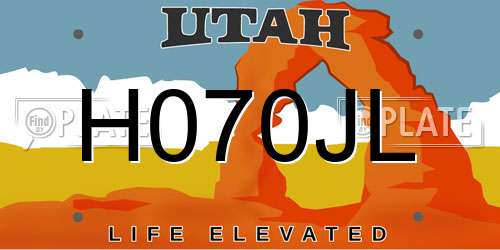H070JL Utah License Plate