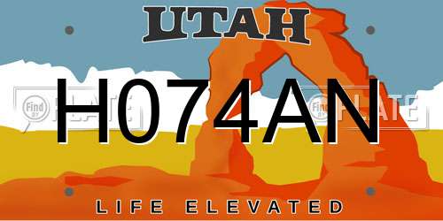 H074AN Utah License Plate