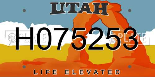 H075253 Utah License Plate