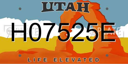 H07525E Utah License Plate